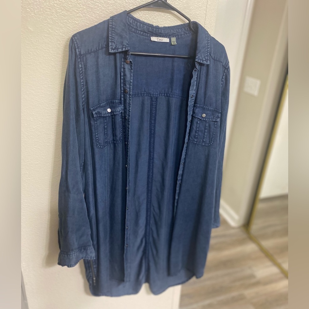 Dec button down denim dress. Size Medium